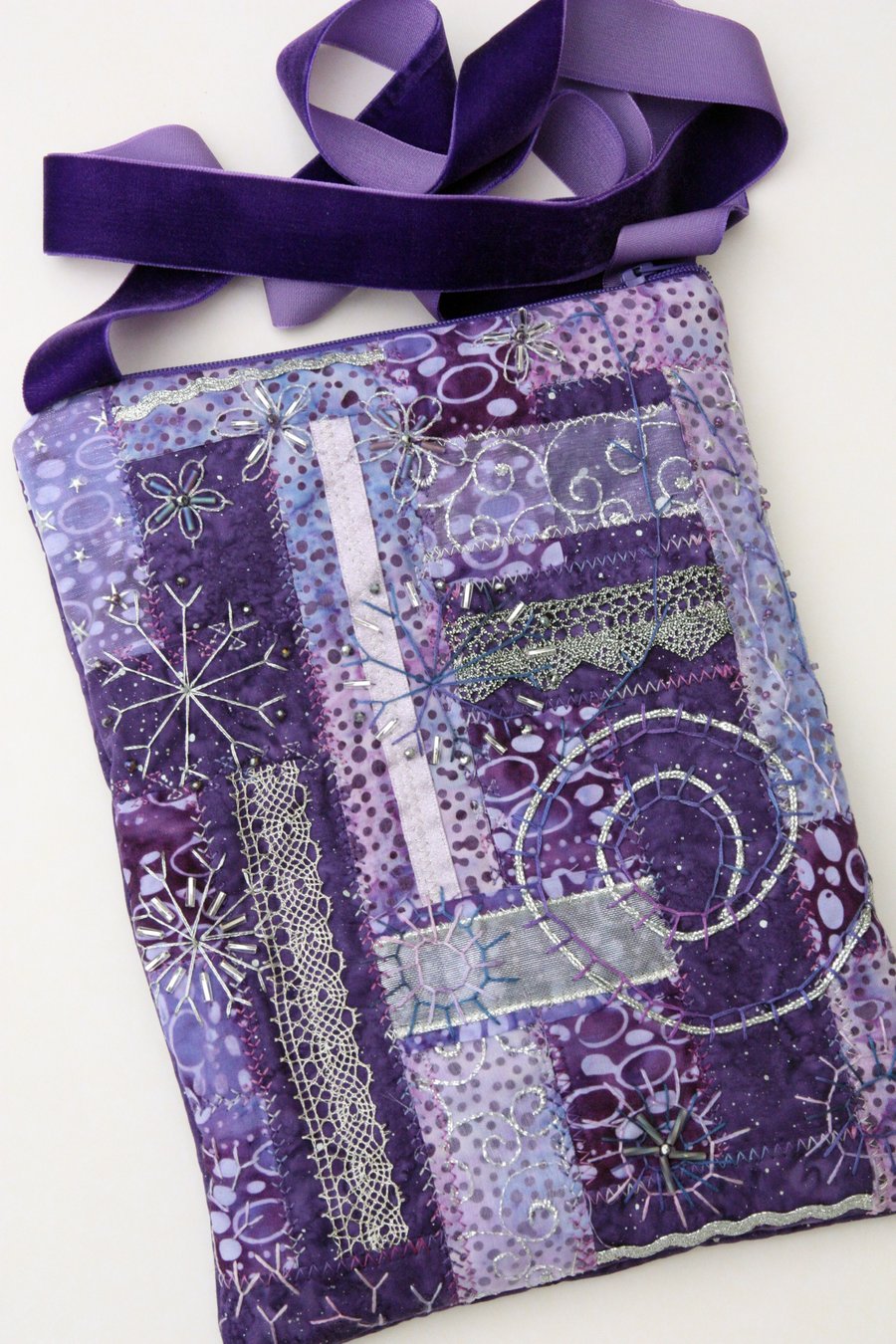 Purple Beaded Embroidered Bag Kit