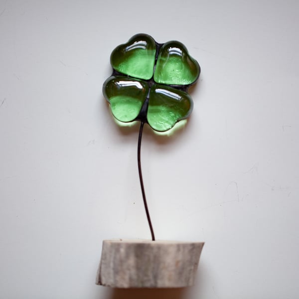 Stained Glass four leaf lucky clover shamrock stained glass suncatcher ornament 