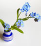 Miniature Stripy Bud Ceramic Vase Blue Purple 