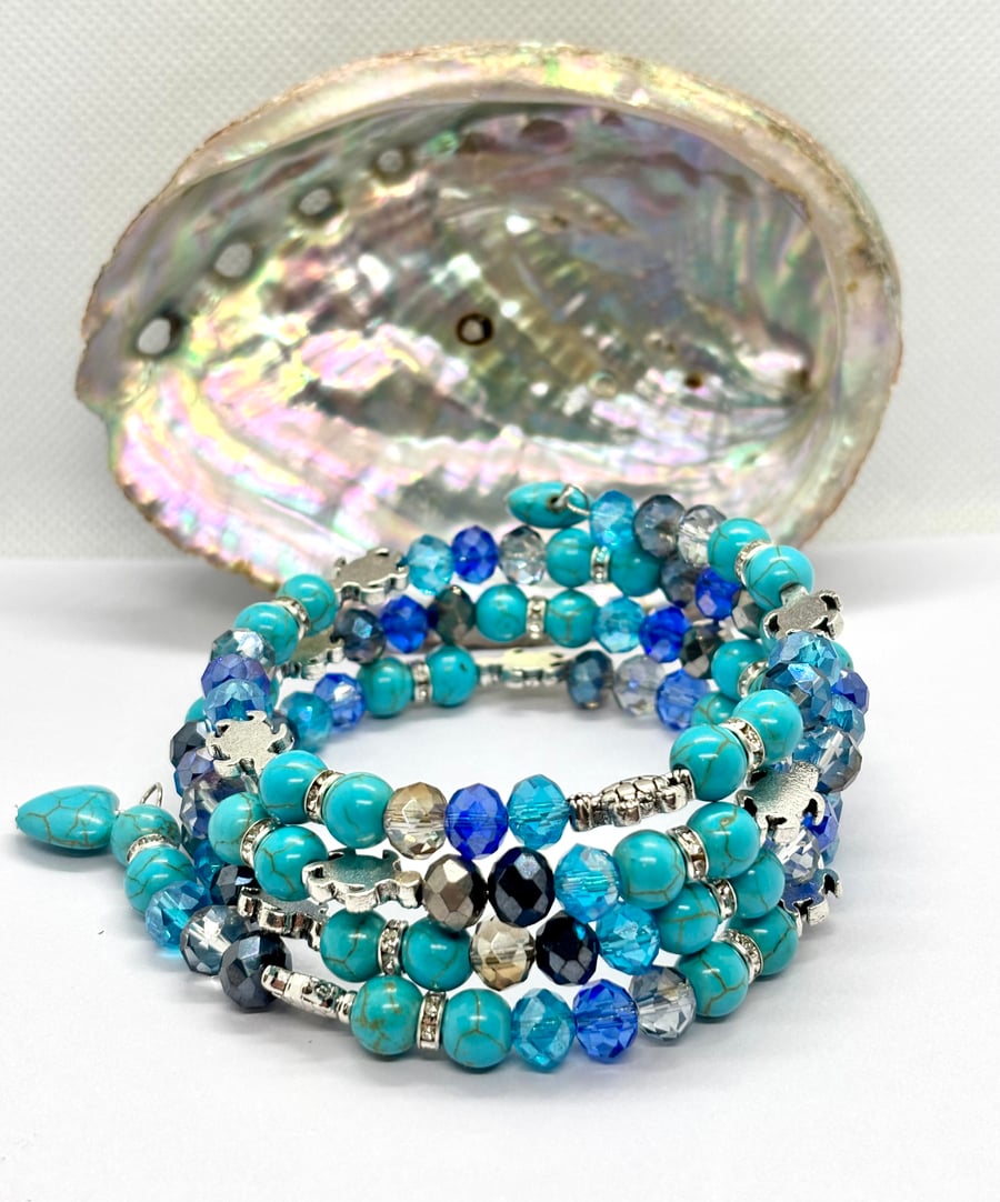Handmade Boho Turquoise wrap around Bracelet 