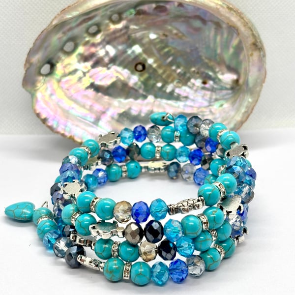 Handmade Boho Turquoise wrap around Bracelet 