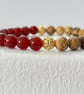 Crimson Earth – Red Carnelian & Faceted Picture Jasper Gemstone Stretch Bracelet - Image 4