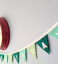 Happy birthday bunting handmade from wool blend felt - calming sea greens banner
