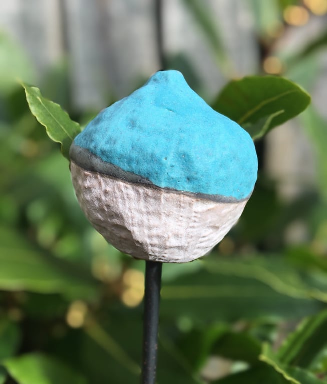 Ceramic garden stake, handmade garden art, indoor or outdoor garden stake