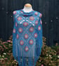 Crochet triangular shawl in sparkly  gold, pink, kingfisher blue - design LF433 - Image 3