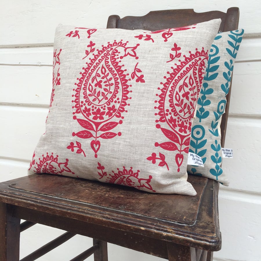 Red paisley cushion