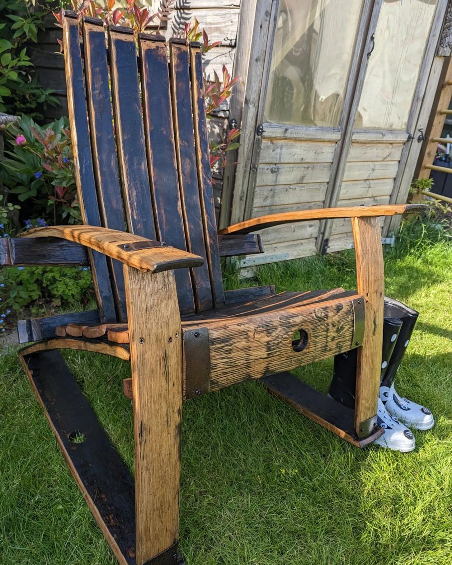 Whiskey Barrel Oak Rocking Chair