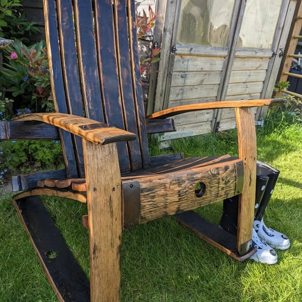 Whiskey Barrel Oak Rocking Chair