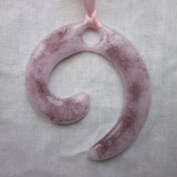 Handmade cast glass pendant - Blush swirl