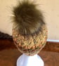 Cabled, Hand Knitted Hat 3 with removable pom pom (Aran) - Small - Image 5