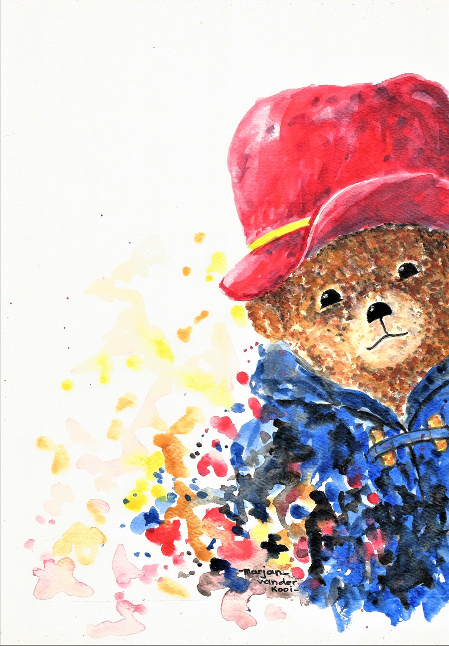 A Very Cute Bear. Teddy Bear original painting. Paddy Bear 