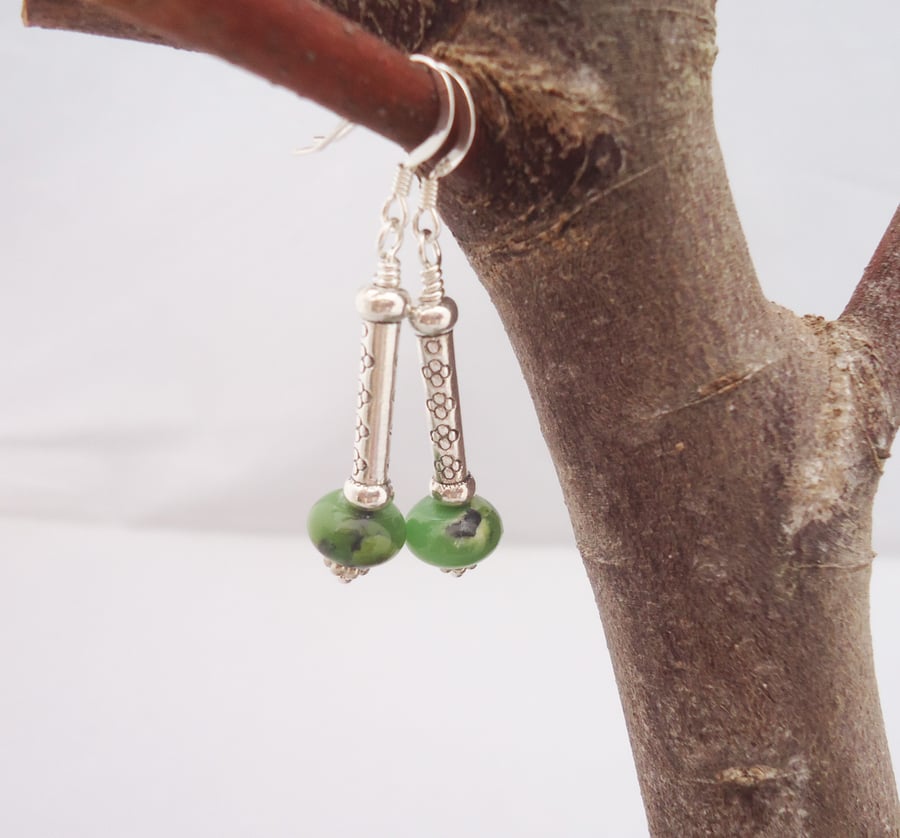 Jade Earrings, Green Jade Earrings, Jade Dangle Earrings