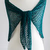 Crochet silk shawl, made with a hand dyed pure mulberry silk in jewelled green