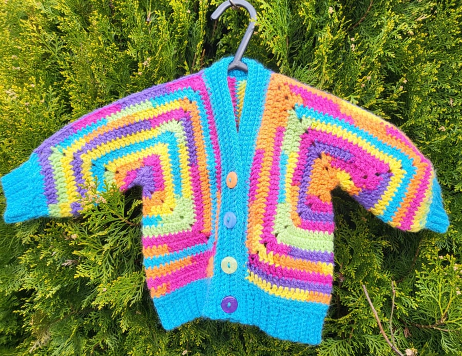 Colourful rainbow cardigan for age 3-6 months