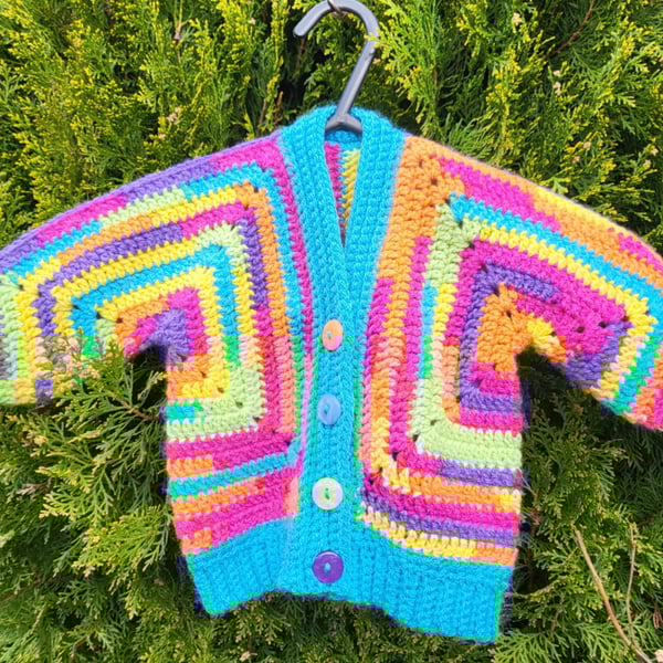 Colourful rainbow cardigan for age 3-6 months