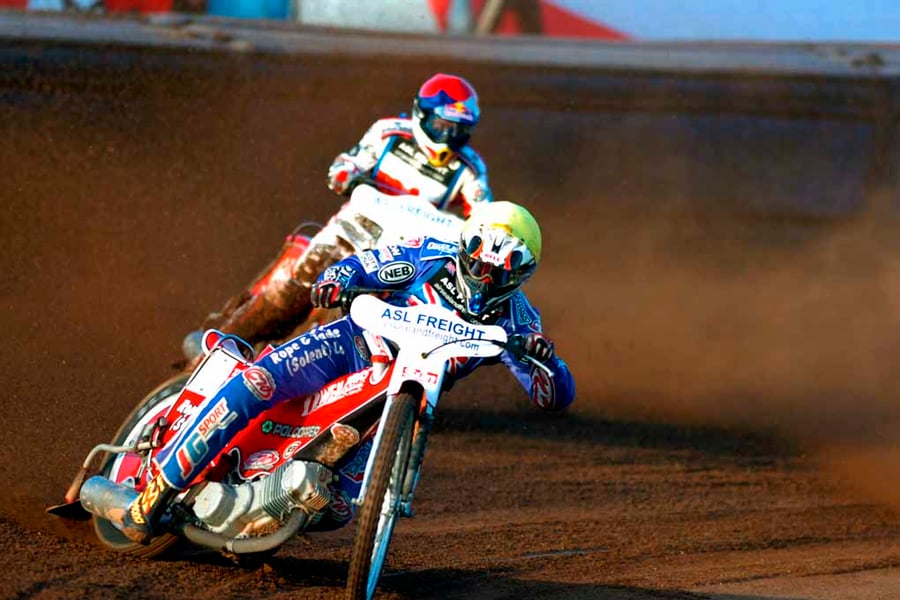 Great Britain Speedway Motorcycle Action Photograph Print