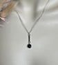 Petrol Blue Pearl Bar Pendant & 18" Trace Chain - Handmade, Sterling Silver - Image 4