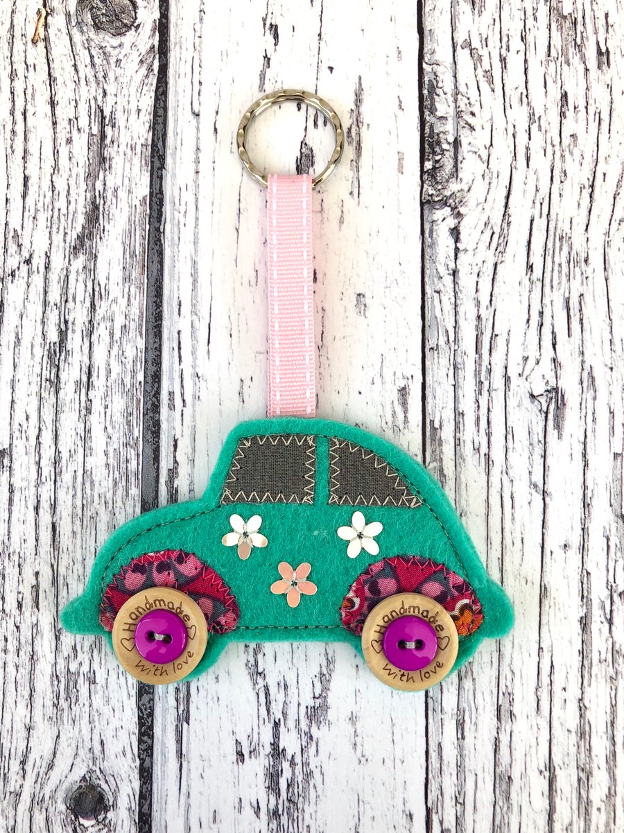 Volkswagen Beetle Wool Felt Keyring 