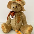 Traditional teddy bear, hand embroidered one of a kind collectable artist bear