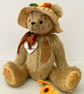 Traditional teddy bear, hand embroidered one of a kind collectable artist bear