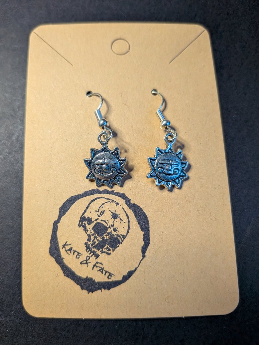 Sun Face Dangle Earrings - Handcrafted Celestial Jewellery