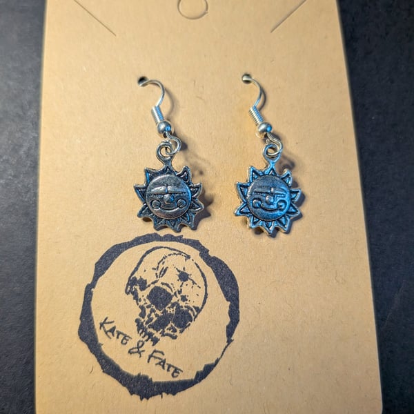 Sun Face Dangle Earrings - Handcrafted Celestial Jewellery