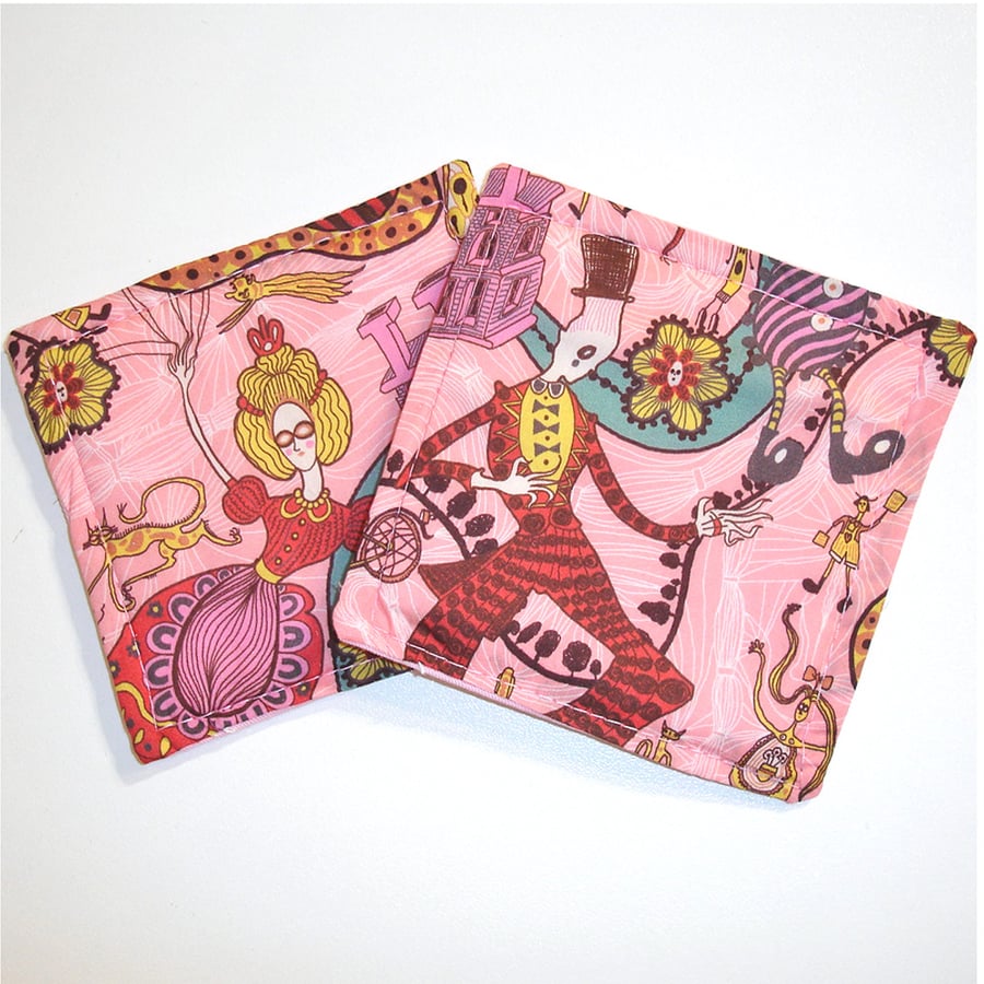 Pair of Coasters Grayson Perry Liberty Shirley Smith Fabric Mug Rugs x 2