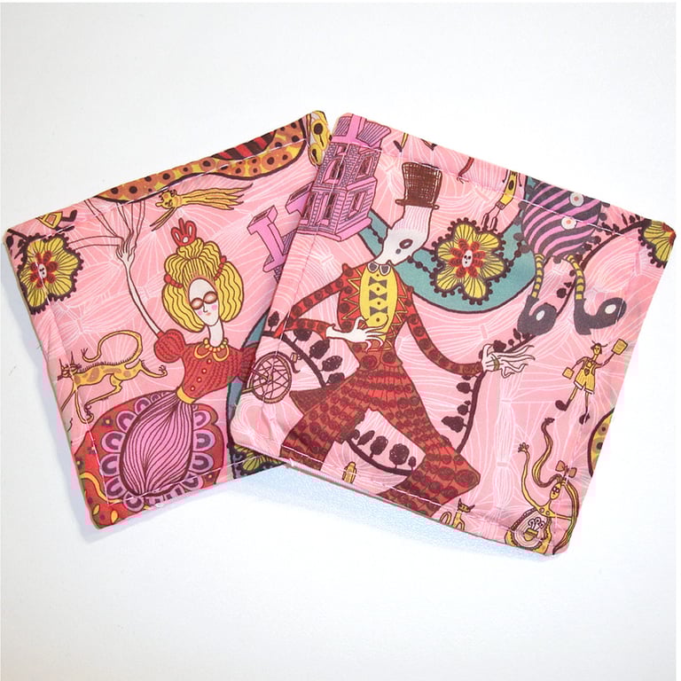 Pair of Coasters Grayson Perry Liberty Shirley Smith Fabric Mug Rugs x 2