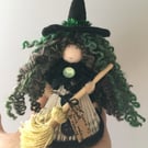 Witch Fairy Doll Decoration - Folded Book Art - Green