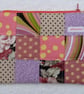 Purse with Button Embellishment. Zipped and Lined. Pieced Patchwork . Pinks. - Image 3