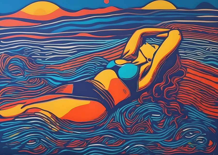 Wild Swimmer Greeting Card A5 Colourful