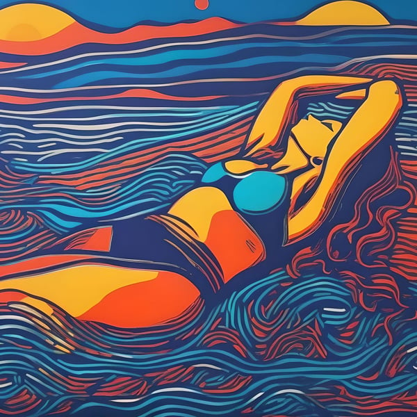 Wild Swimmer Greeting Card A5 Colourful