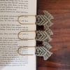 Bookmarks - macrame jumbo paperclip,set of 3 journal tags, moss arrow