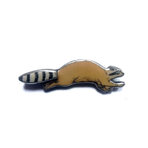 Wonderfully Whimsical Playful Raccoon Brooch by EllyMental