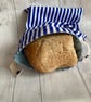 Bread bag  lined with PUL. Medium size, reusable and washable. Blue stripes. - Image 2