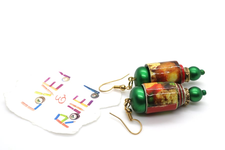 Paper beaded vibrant earrings