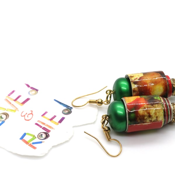 Paper beaded vibrant earrings