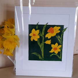 Spring time gift idea Daffodil print in art nouveau style