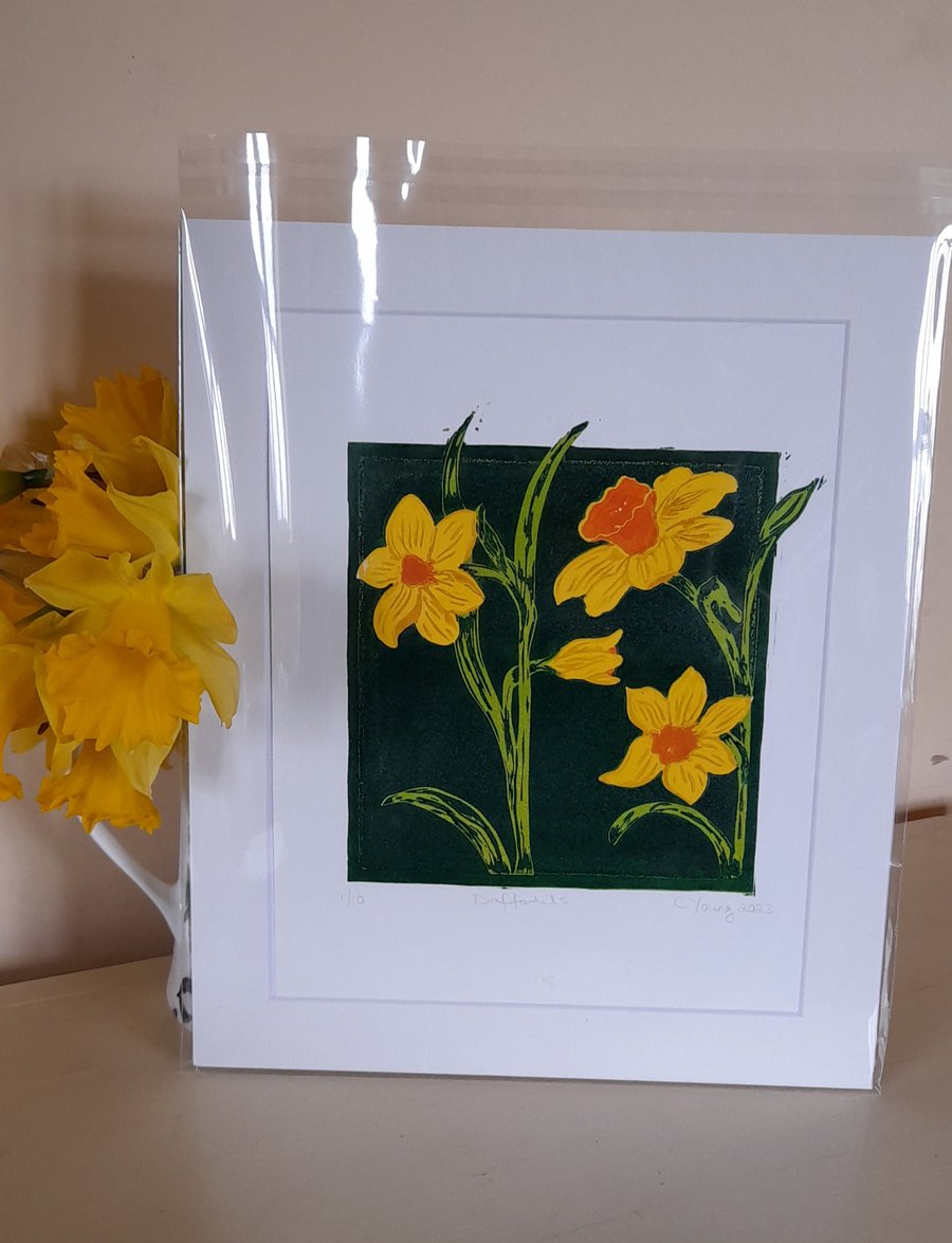 Spring time gift idea Daffodil print in art nouveau style