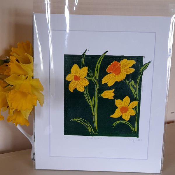 Spring time gift idea Daffodil print in art nouveau style