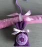 Hand Embroidered Purple Button Lavender Bag - Image 5