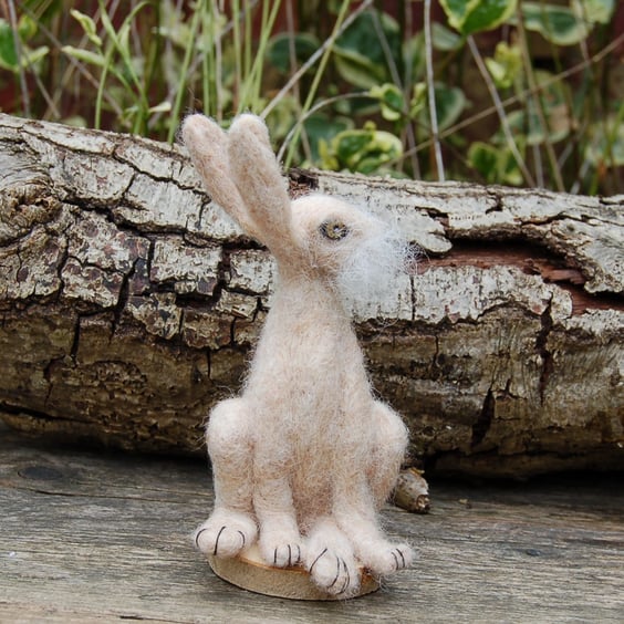 Needle Felt Hare - wool hare - hare ornament - Light brown
