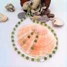 Peridot & Vintage Crystal Beaded Necklace & Earrings, Gift for Her, Mother's Day