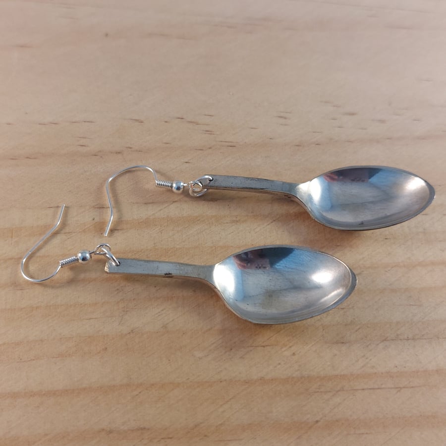 Upcycled Silver Plated Sugar Tong Spoon Earrings (SPE062509)
