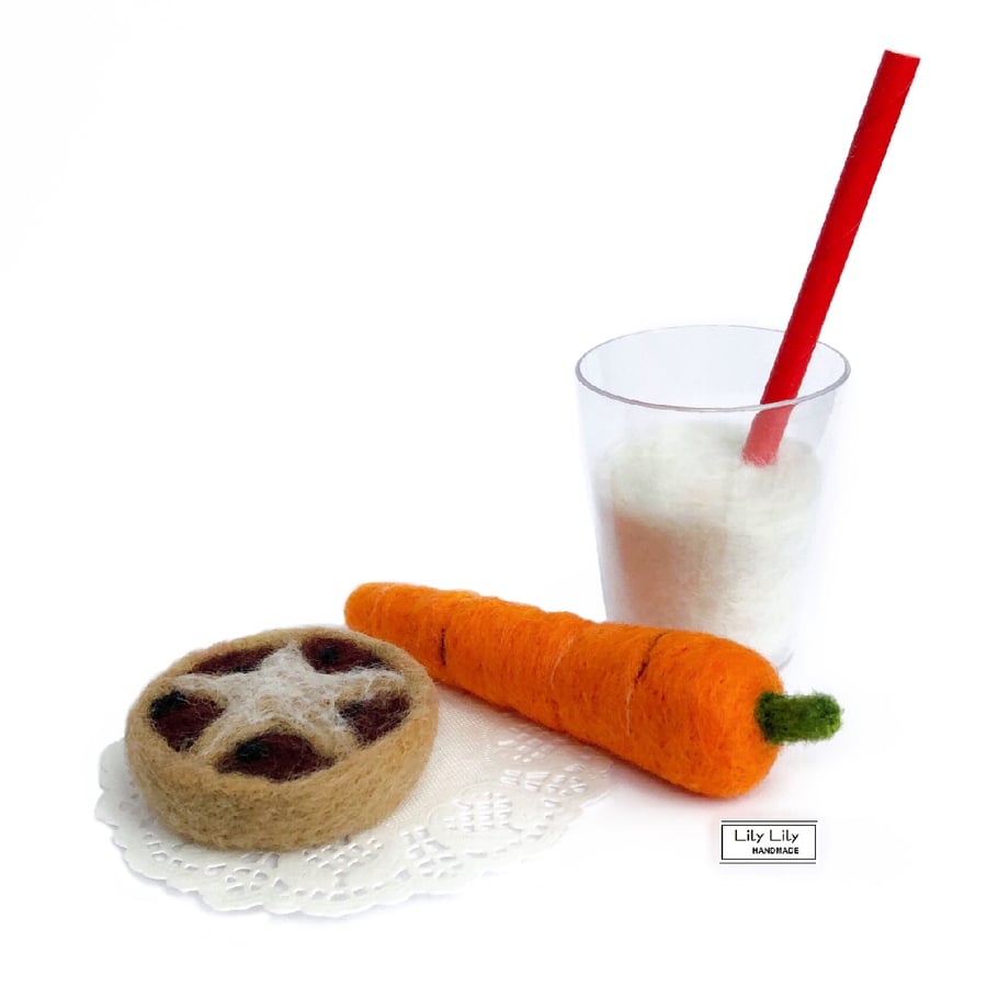 Carrot, Mince Pie Milk for Santa Decorations by Lily Lily Handmade