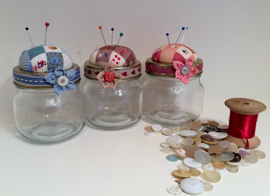 Pin cushion jar