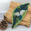 Embroidered leaf with butterfly home decoration. 