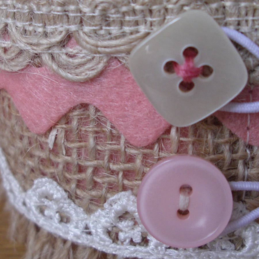 Peach Lace Textile Cuff Bracelet