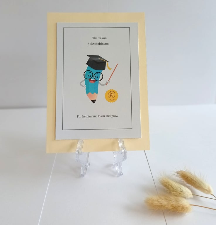 Thank You Teacher Card - Personalised End Of Term Gift For Teachers