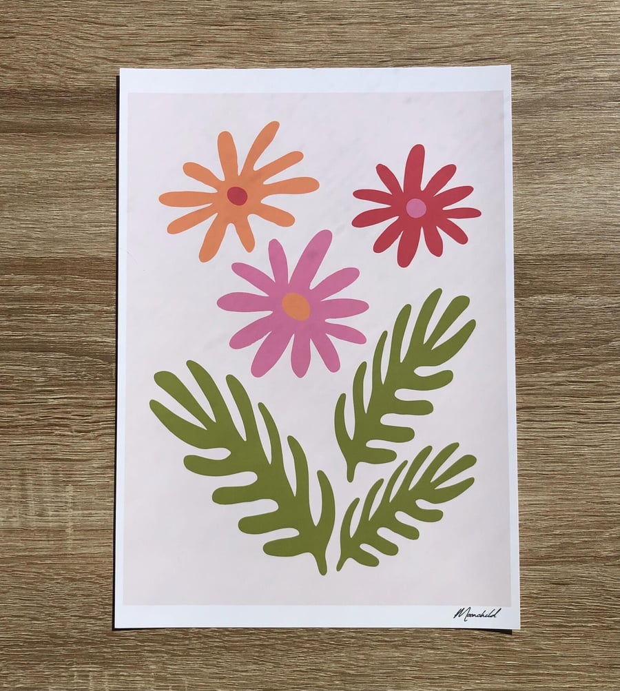 Matisse Flowers Print, A4 Giclee Print, Graphic Art, Floral Wall Art, Fun Art 